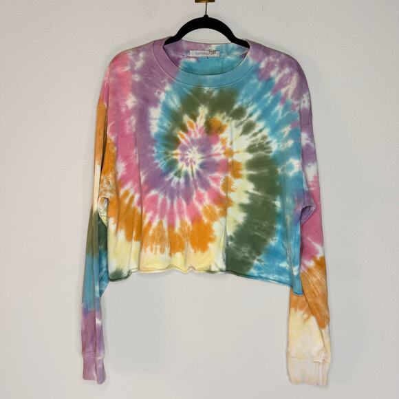 Daydreamer Rainbow Tie Dye Cropped Sweatshirt Size M - Picture 2 of 5